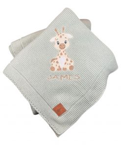Giraffe Embroidered Blanket
