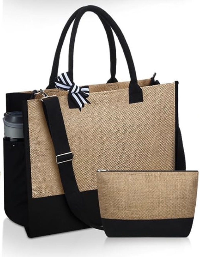 Jute Tote and Cosmetic Bag - Image 3