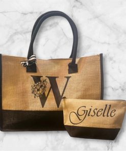 Jute Tote and Cosmetic Bag