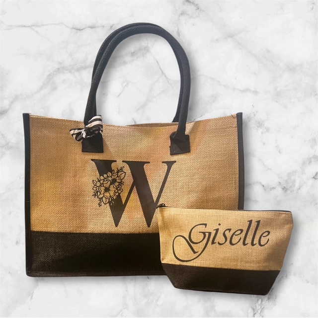 Jute Tote and Cosmetic Bag