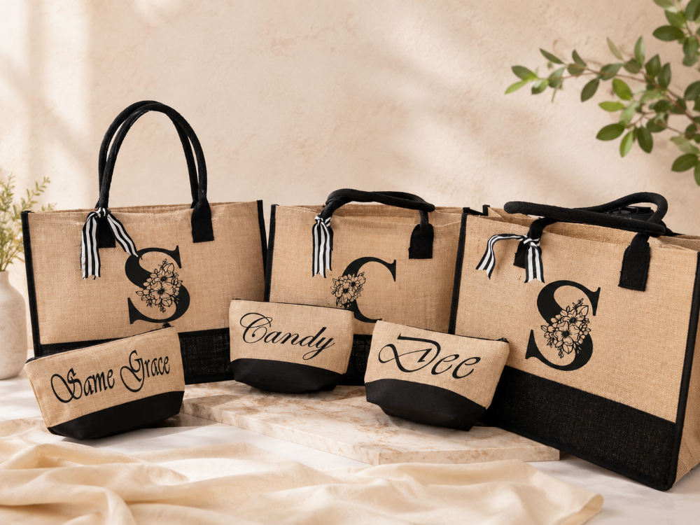 Jute Tote and Cosmetic Bag - Image 2