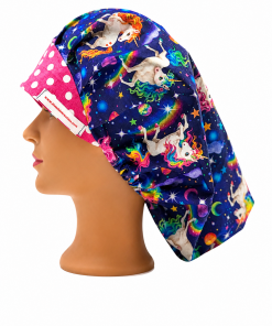 Alternative view of Galaxy Unicorn Scrub Cap